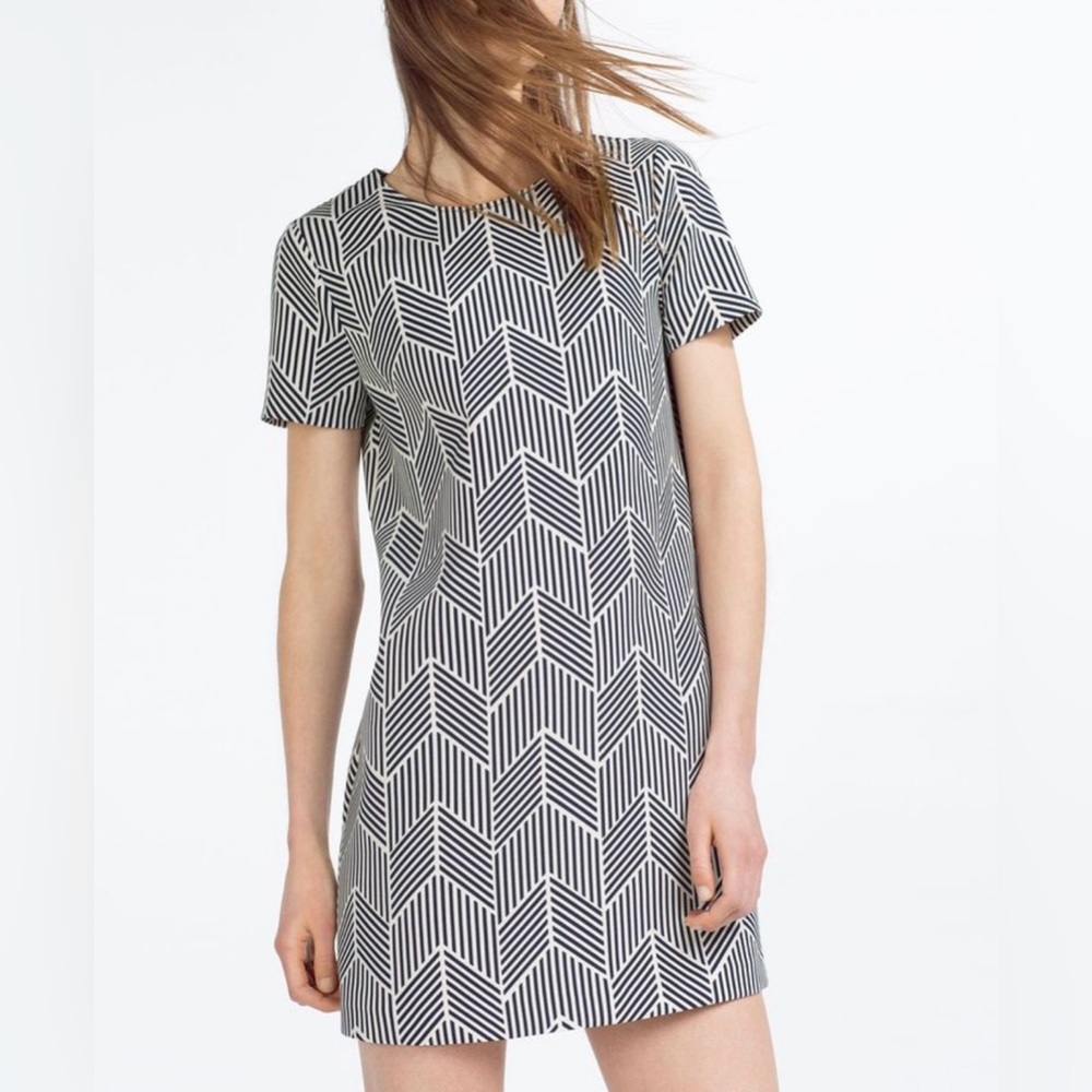 Zara Monochrome Patterned Mini Dress